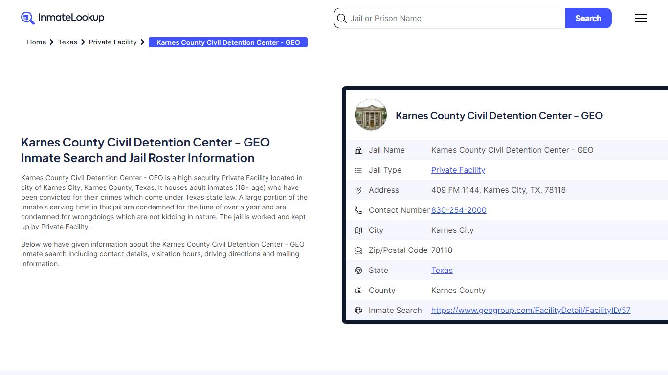 Karnes County Civil Detention Center - GEO Inmate Search - Karnes City ...
